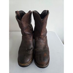 Justin Leather Work Boots WK4960 Brown - Men Size 13
